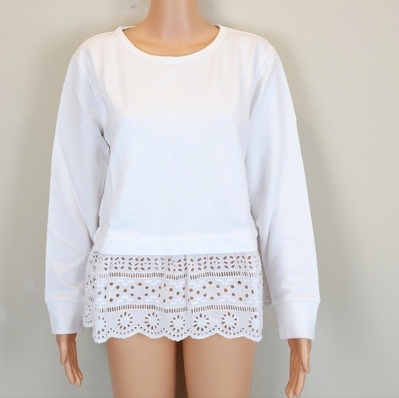J. Crew White Embellished Boxy Long Sleeve Blouse - Picture 3 of 9